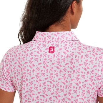 Camisa pólo Footjoy Floral Print Lisle Pink/White L - 4