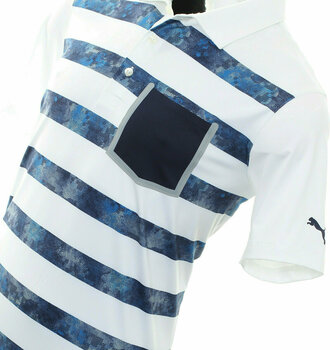 Polo Shirt Puma Tailored Camo Stripe Mens Polo Shirt Bright White M - 2