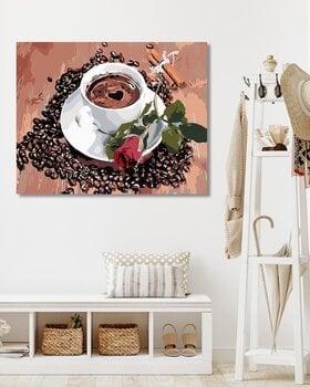 Diamantové malování Zuty Šálek kávy a růže - 2