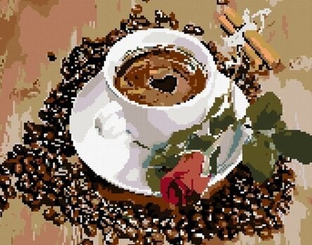 Diamantové maľovanie Zuty Šálka kávy a ruža - 3
