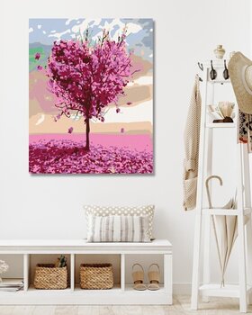 Diamantové malování Zuty Růžový srdeční strom - 2