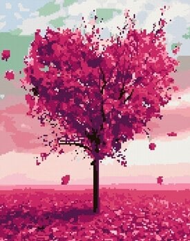 Diamantmålning Zuty Rosa hjärta träd - 3