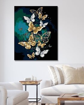 Timanttimaalaus Zuty Kultavalkoisia perhosia - 2