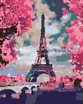 Diamond Art Zuty Eiffel Tower And Pink Trees - 3