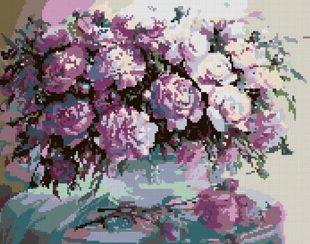 Diamant schilderij Zuty Violette pioenrozen - 3
