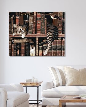 Диамантено рисуване Zuty Котка в библиотеката - 2