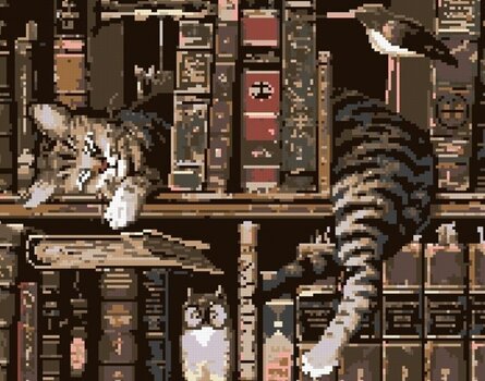 Diamantové maľovanie Zuty Mačka v knižnici - 3