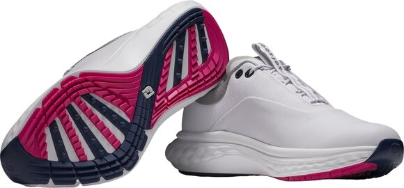 Calçado de golfe para homem Footjoy Quantum Mens Golf Shoes White/Blue/Pink 40,5 - 6