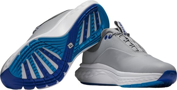 Scarpa da golf da uomo Footjoy Quantum Mens Golf Shoes Grey/White/Blue 40,5 - 6