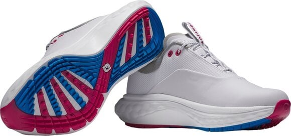 Calçado de golfe para mulher Footjoy Quantum Womens Golf Shoes White/Blue/Pink 36,5 - 6