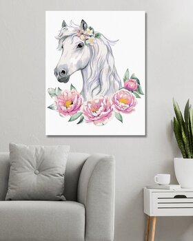 Diamond Art Zuty White Horse With Peonies - 2