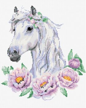 Diamond Art Zuty White Horse With Peonies - 3