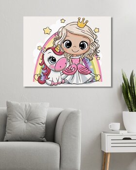 Diamond Art Zuty Girl And Unicorn With Rainbow - 2