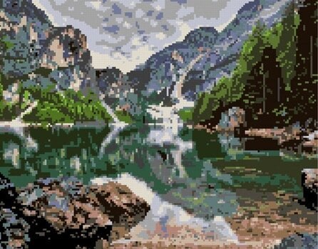 Диамантено рисуване Zuty Езеро в планините - 3