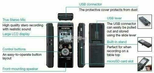 Portable Digital Recorder Olympus WS-853 Black - 6