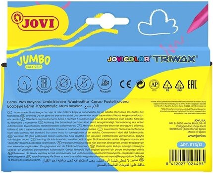 Wachse Jovi Jumbo Easy Grip Case Triangular Wax Crayons Wachse 12 Farben - 4