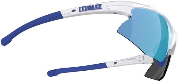 Cycling Glasses Bliz Hybrid 52806-03 White w Blue Logo/Smoke w Blue Multi plus Spare Lens Orange And Clear Cycling Glasses - 3