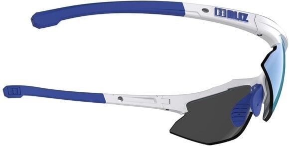 Cycling Glasses Bliz Hybrid 52806-03 White w Blue Logo/Smoke w Blue Multi plus Spare Lens Orange And Clear Cycling Glasses - 4