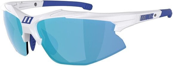 Cycling Glasses Bliz Hybrid 52806-03 White w Blue Logo/Smoke w Blue Multi plus Spare Lens Orange And Clear Cycling Glasses - 5