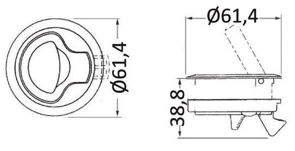 Luk inspekcyjny Osculati Flush pull latch white nylon with lock - 4