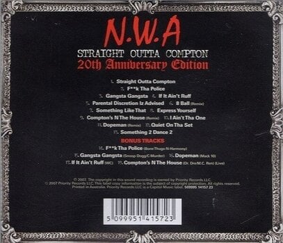 CD muzica N.W.A - Straight Outta Compton (20th Anniversary) (Reissue) (Remastered) (CD) - 3