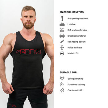 Fitness T-Shirt Nebbia Gym Tank Top Strength Black 2XL Fitness T-Shirt - 5