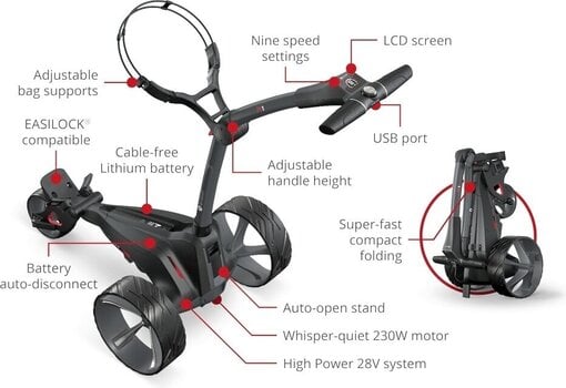 Elektrický golfový vozík Motocaddy M1 2024 Black Elektrický golfový vozík - 8