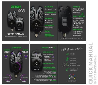 Detetor de toque para pesca ZFISH Bite Alarm ZX8 Multi - 5