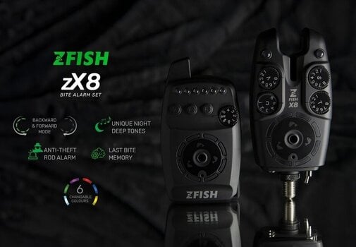 Fiskebid Alarmer ZFISH Bite Alarm Set ZX8 2+1 Multi - 4