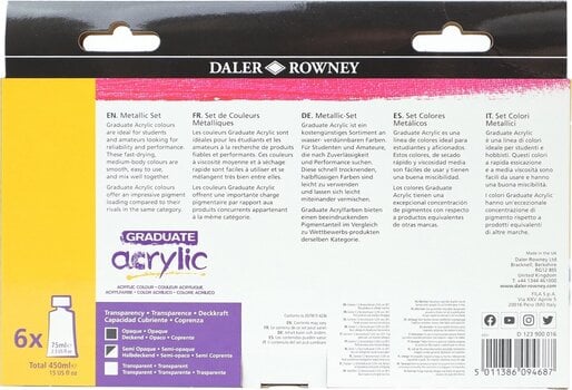 Culoare acrilică Daler Rowney Graduate Set de vopsele acrilice 6 x 75 ml - 2