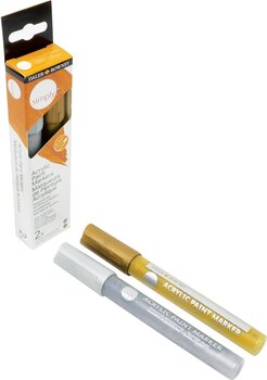 Caneta de feltro Daler Rowney Simply Acrylic Marker Conjunto de marcadores em acrílico Gold and Silver 2 x 5,3 ml - 5