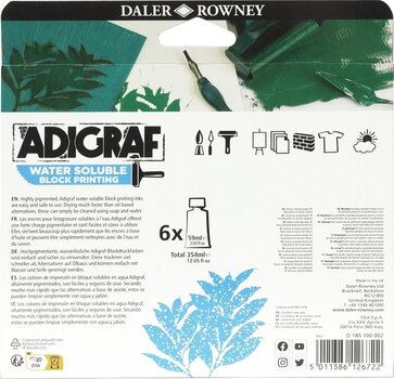 Paint For Linocut Daler Rowney Adigraf Block Printing Water Soluble Colour Paint For Linocut 6 x 59 ml - 2