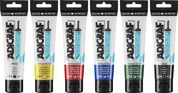 Paint For Linocut Daler Rowney Adigraf Block Printing Water Soluble Colour Paint For Linocut 6 x 59 ml - 6