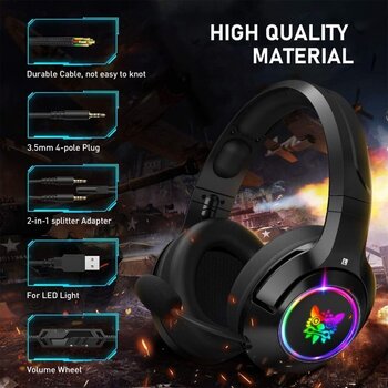 PC headset Onikuma K9 RGB Wired Gaming Headset Black - 5