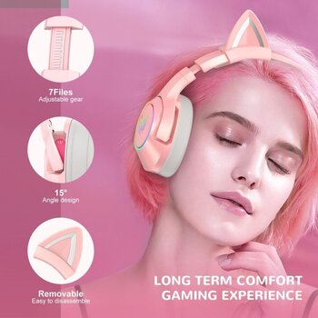 PC headset Onikuma K9 RGB Wired Gaming Headset With Cat Ears Pink - 4