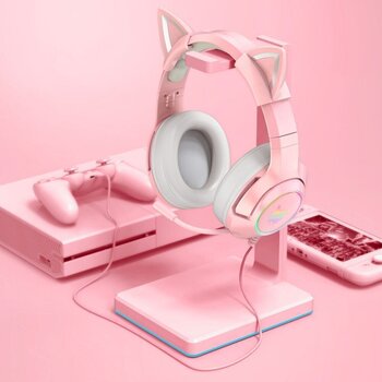 PC-Headset Onikuma K9 RGB Wired Gaming Headset With Cat Ears Pink - 6