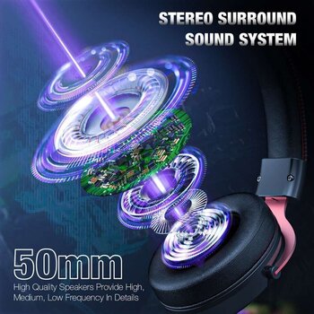 слушалки за компютър Onikuma X10 RGB Wired Gaming Headset With Detachable Mic Black Red - 3