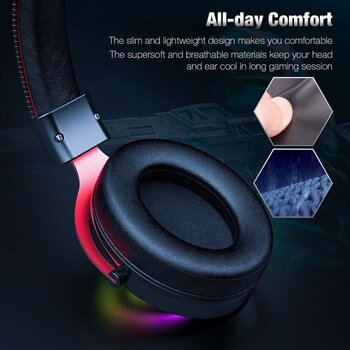 PC-Headset Onikuma X10 RGB Wired Gaming Headset With Detachable Mic Black Red - 4