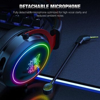 Ακουστικά PC Onikuma X10 RGB Wired Gaming Headset With Detachable Mic Black Red - 5