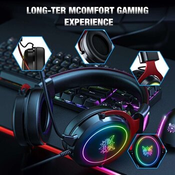 PC headset Onikuma X10 RGB Wired Gaming Headset With Detachable Mic Black Red - 6