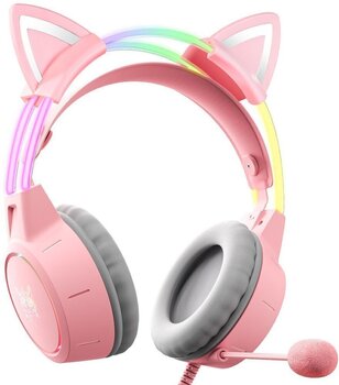 căşti PC Onikuma X15 PRO Double-Head Beam RGB Wired Gaming Headset With Cat Ears Roz căşti PC - 2