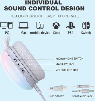 слушалки за компютър Onikuma X25 Full Illuminated RGB Wired Gaming Headset - 2