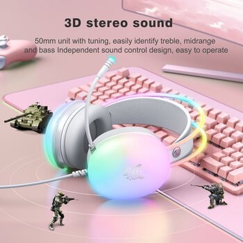 слушалки за компютър Onikuma X25 Full Illuminated RGB Wired Gaming Headset - 5
