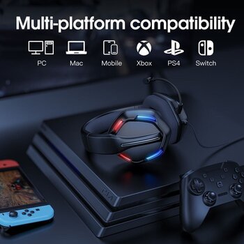 PC-kuulokkeet Onikuma X27 RGB Ergonomic Wired Gaming Headset Noise Canceling Mic Musta PC-kuulokkeet - 3
