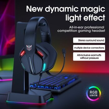 PC headset Onikuma X27 RGB Ergonomic Wired Gaming Headset Noise Canceling Mic Fekete PC headset - 4