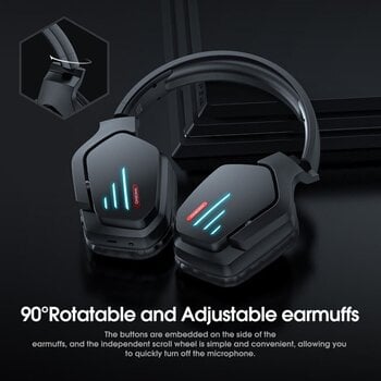 Pc-hoofdtelefoon Onikuma B60 LED Wireless Bluetooth Gaming Headset Zwart Pc-hoofdtelefoon - 6