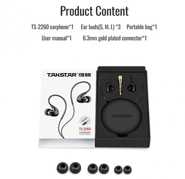 Ear Loop headphones Takstar TS-2260 Black In-Ear Monitor Headphones - 8