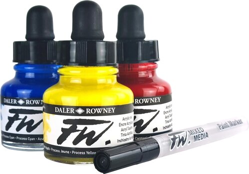 Tinta Daler Rowney FW Cardboard Box Starter Set Conjunto de tintas acrílicas 3 x 29,5 ml - 4