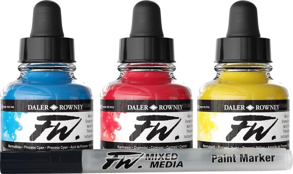 Tinte Daler Rowney FW Cardboard Box Starter Set Set Acrylfarben 3 x 29,5 ml - 5