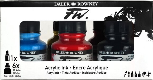Tinte Daler Rowney FW Cardboard Box Starter Set Set Acrylfarben 6 x 29,5 ml - 2